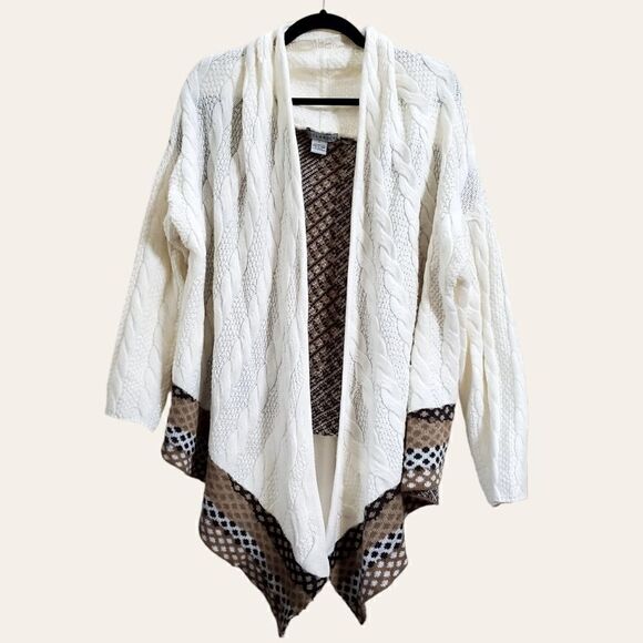 Outlander Womens Cableknit Waterfall Drape Open Front Cardigan Size Large - Picture 1 of 15